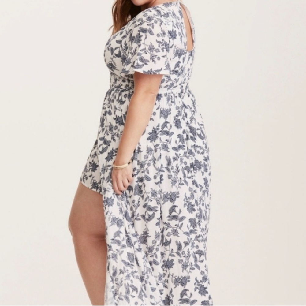 Torrid Paisley Hi-Low Romper Maxi Dress 16 - Picture 4 of 6